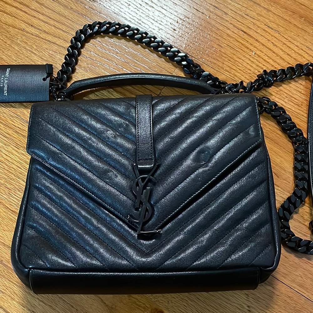 100% Authentic YSL medium college bag, black hardware